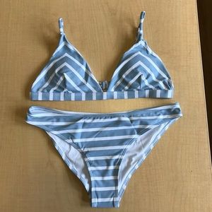 Gray White Striped Bikini set